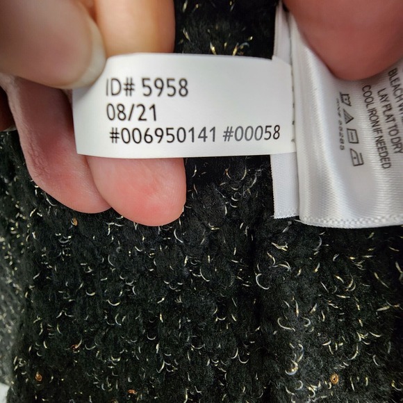 Express Cardigan Sweater Womens L Black Gold Detail Puff Shoulder Wool Blend NEW - Picture 11 of 14